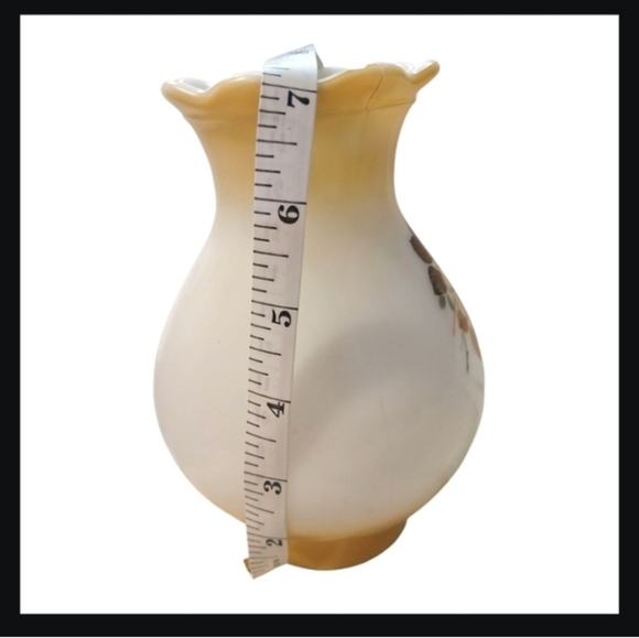 Vintage Milk Glass Hurricane Lamp Shade Ombre | Floral Amber | Romantic Cottage - Picture 10 of 16